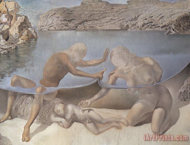 Salvador Dali Hercules Lifts The Skin of The Sea And Stops Venus for an Instant From Waking Love Art Print