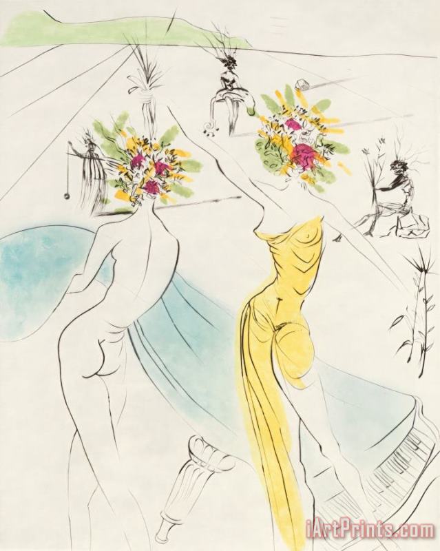 Salvador Dali Les Femmes Fleurs Au Piano, From The Hippies Art Print