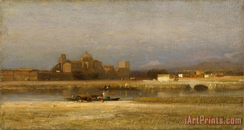 On The Viga, Outskirts of The City of Mexico painting - Samuel Colman On The Viga, Outskirts of The City of Mexico Art Print