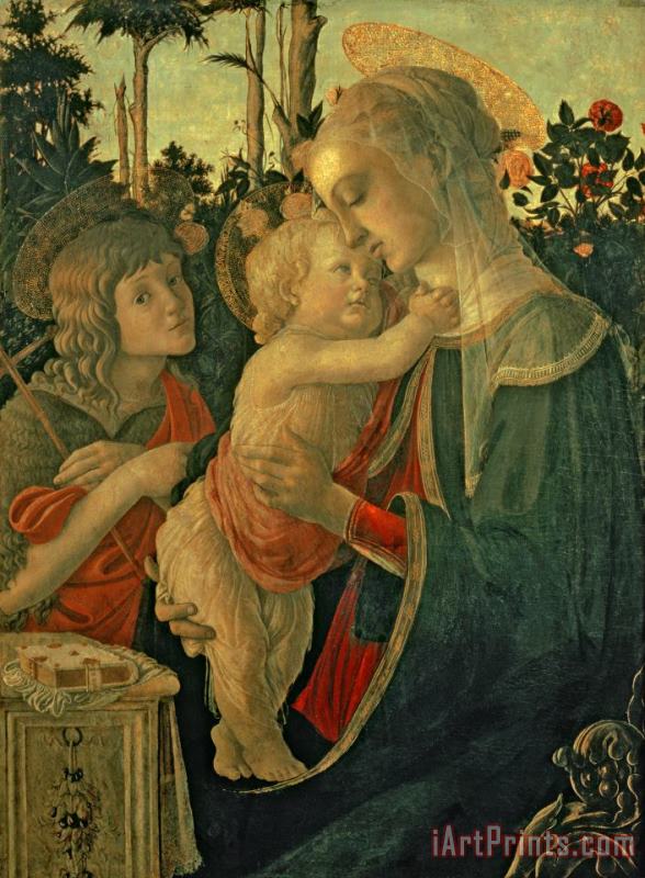 Madonna and Child with St. John the Baptist painting - Sandro Botticelli Madonna and Child with St. John the Baptist Art Print