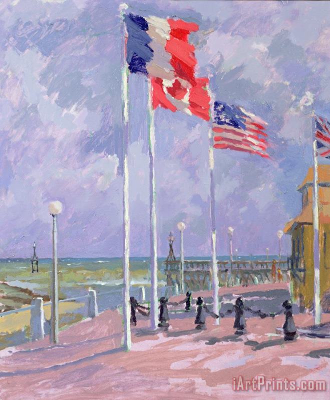 Flags At Courseulles Normandy painting - Sarah Butterfield Flags At Courseulles Normandy Art Print