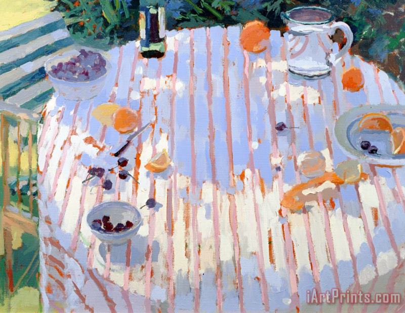 In The Garden Table With Oranges painting - Sarah Butterfield In The Garden Table With Oranges Art Print