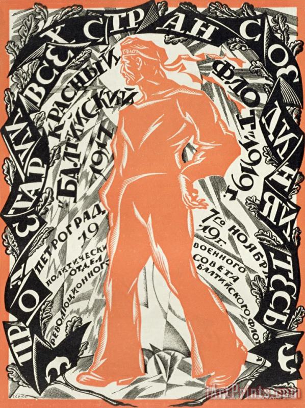 Sergei Vasilevich Chekhonin Petrograd Red Seventh November Revolutionary Poster Depicting A Russian Sailor Art Print