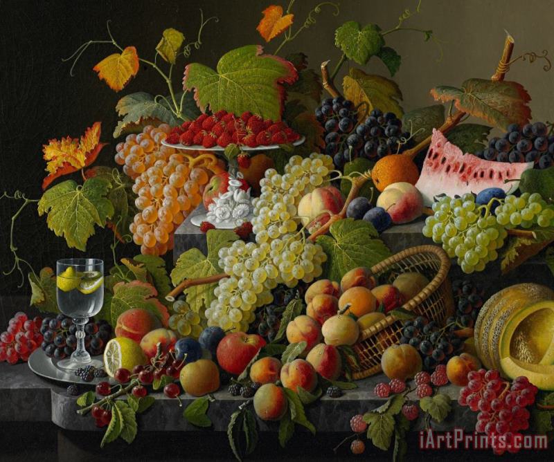 Severin Roesen Abundant Fruit Art Painting