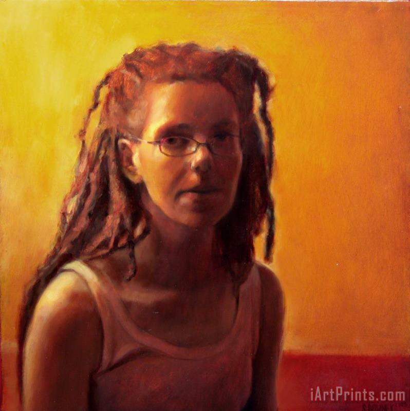 Shaun Downey Woman with Red Glasses Art Painting