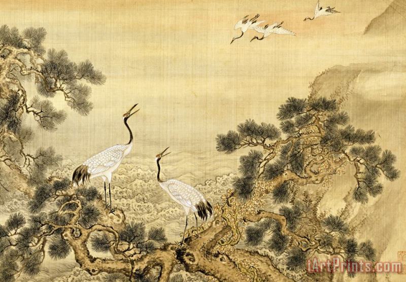 Shen Nanpin Album of Birds And Animals (cranes) Art Print