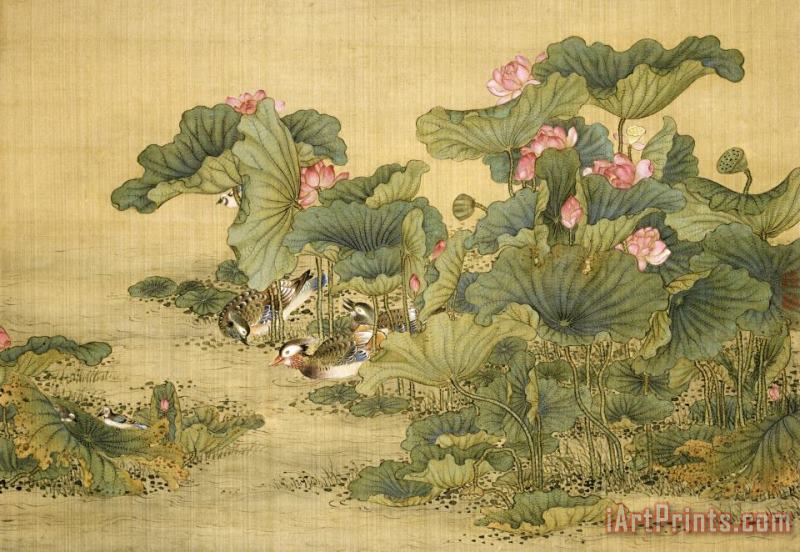 Album of Birds And Animals (mandarin Ducks And Lotus Flowers) painting - Shen Nanpin Album of Birds And Animals (mandarin Ducks And Lotus Flowers) Art Print