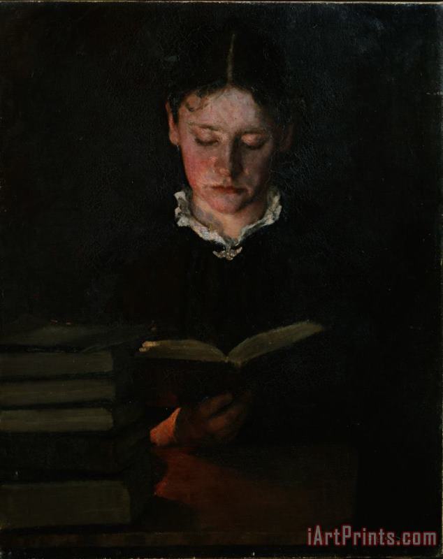 Woman reading painting - Signe Scheel Woman reading Art Print