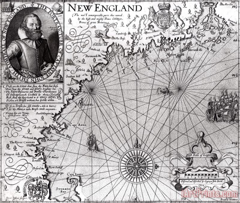 Simon de Passe Map of the Coast of New England Art Print