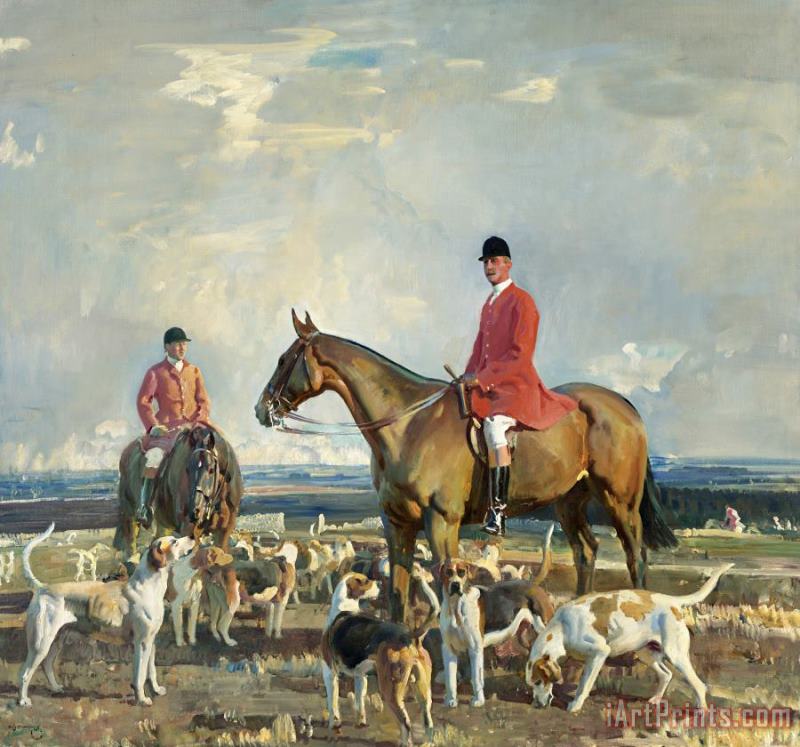 Sir Alfred James Munnings The Seventh Earl of Bathurst, M.f.h. of The V.w.h. with Will Boore, Huntsman Art Painting