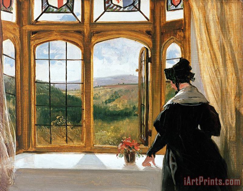 Sir Edwin Landseer Duchess of Abercorn looking out of a window Art Painting