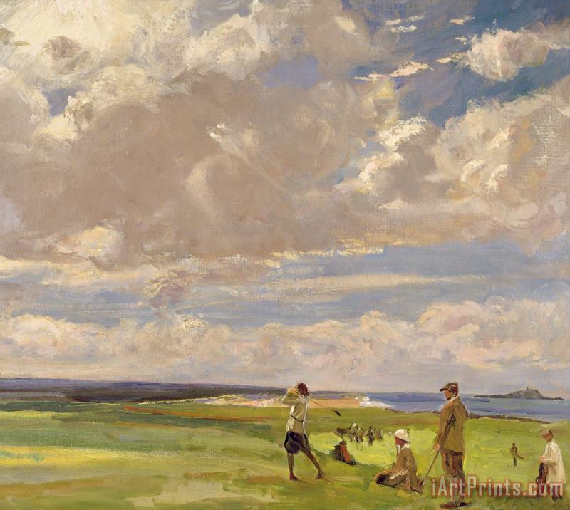 Sir John Lavery Lady Astor Playing Golf At North Berwick Art Painting