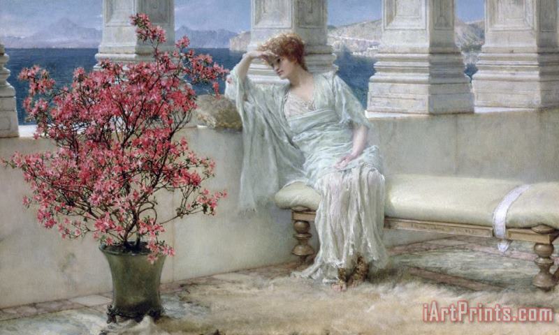 Sir Lawrence Alma-Tadema Her eyes are with her thoughts and they are far away Art Print