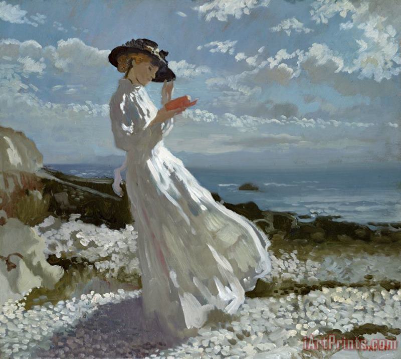 Sir William Orpen Grace reading at Howth Bay Art Painting