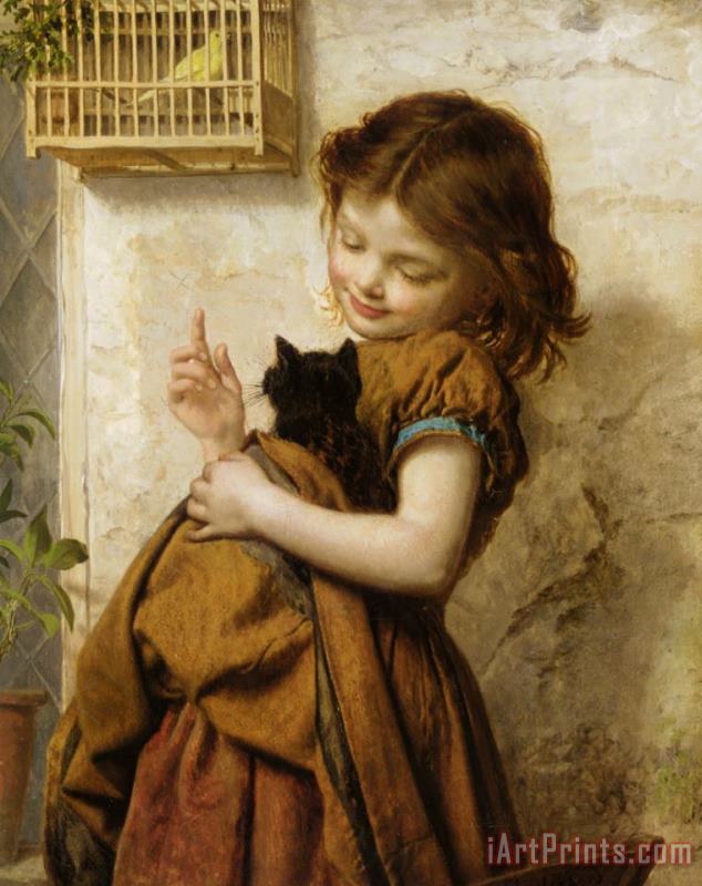 Her Favorite Pets painting - Sophie Gengembre Anderson Her Favorite Pets Art Print