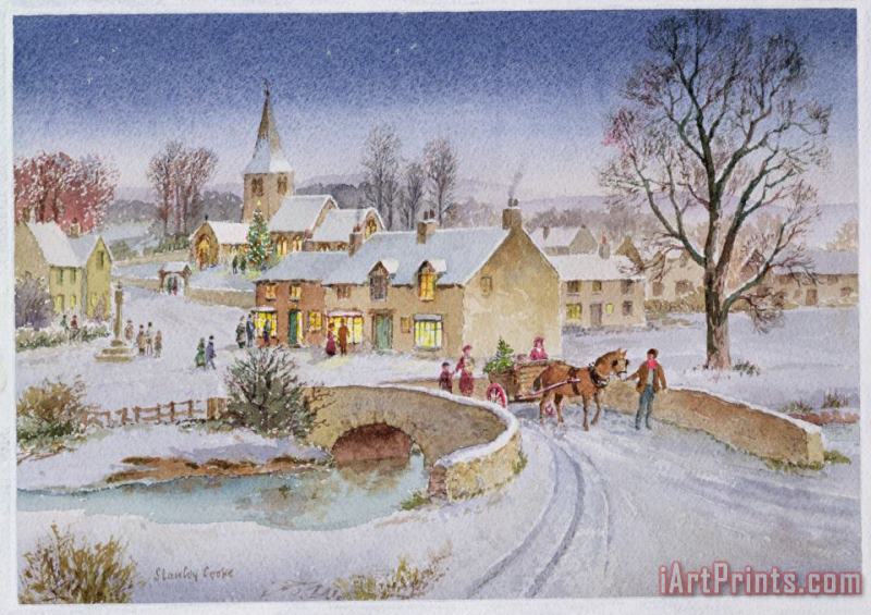 Stanley Cooke Christmas Eve In The Village Art Painting
