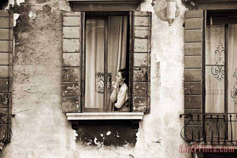 Stephen Spiller Woman Gazing Out Of A Window Contemplating Art Print