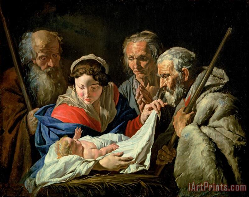 Stomer Matthias Adoration of the Infant Jesus Art Print