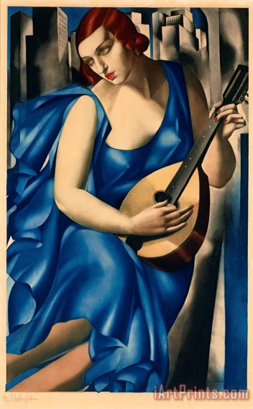 Femme a La Mandoline, 1933 painting - tamara de lempicka Femme a La Mandoline, 1933 Art Print