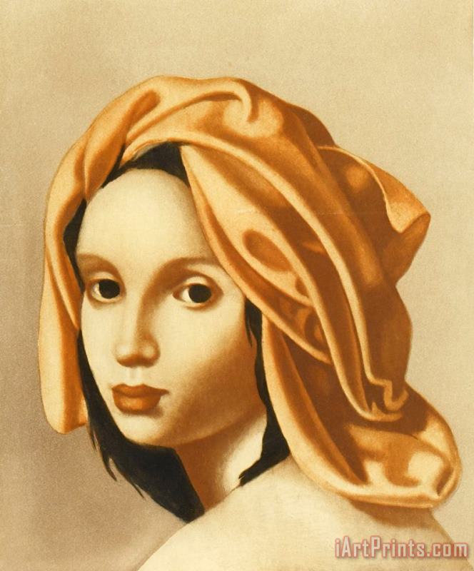Femme Au Turban Rouge, 1956 painting - tamara de lempicka Femme Au Turban Rouge, 1956 Art Print