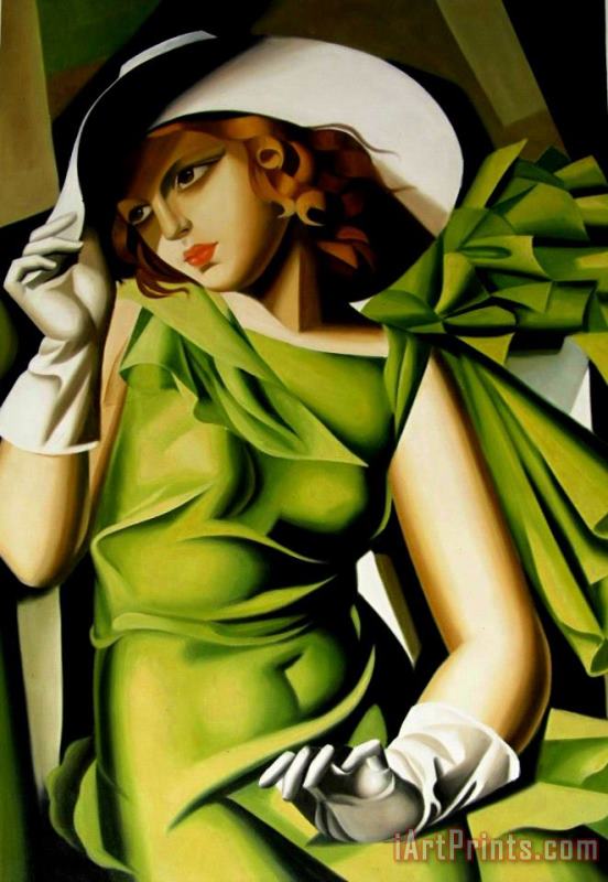 tamara de lempicka Young Girl with Gloves in Green 1929 Art Painting