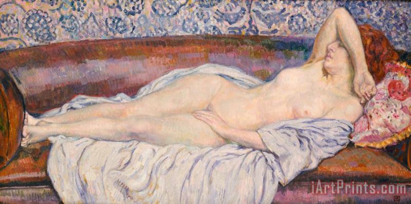 Theo van Rysselberghe Reclining Nude Art Painting