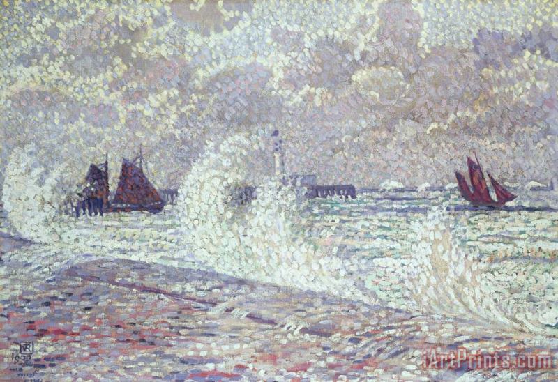 Theo van Rysselberghe The Sea during Equinox Boulogne-sur-Mer Art Painting