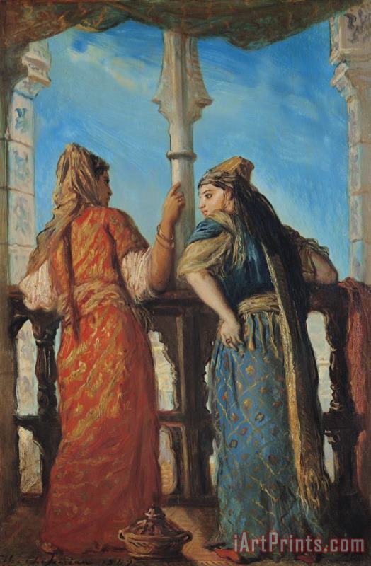 Jewish Women at the Balcony in Algiers painting - Theodore Chasseriau Jewish Women at the Balcony in Algiers Art Print