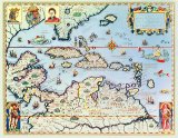 Theodore de Bry - Map of the Caribbean islands and the American state of Florida painting