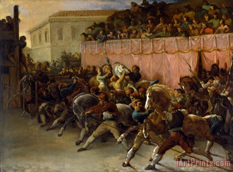 Riderless Racers at Rome painting - Theodore Gericault Riderless Racers at Rome Art Print