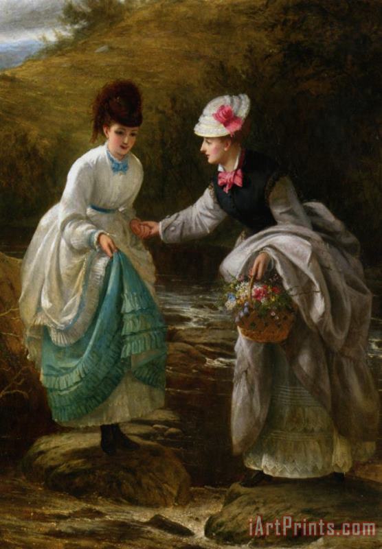 The Stepping Stones painting - Thomas Brooks The Stepping Stones Art Print