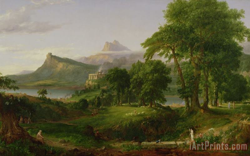 The Course Of Empire The Arcadian Or Pastoral State painting - Thomas Cole The Course Of Empire The Arcadian Or Pastoral State Art Print
