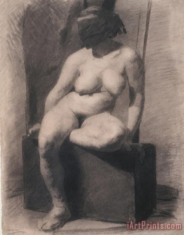 Thomas Eakins Female Nude Seated With Mask Art Print