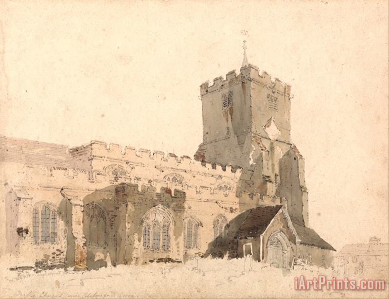 Writtle Church, Essex painting - Thomas Girtin Writtle Church, Essex Art Print