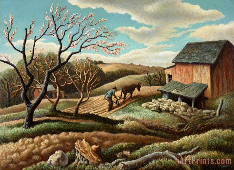 Thomas Hart Benton Spring Ploughing Art Painting