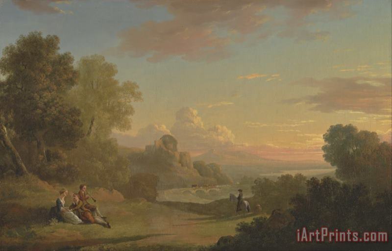 Thomas Jones An Imaginary Landscape with a Traveller And Figures Overlooking The Bay of Baiae Art Painting