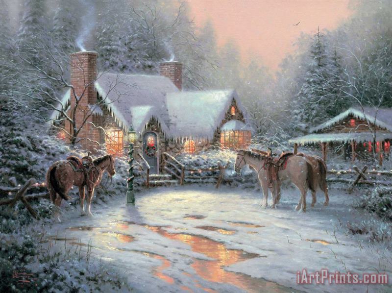 Thomas Kinkade A Christmas Welcome Art Painting
