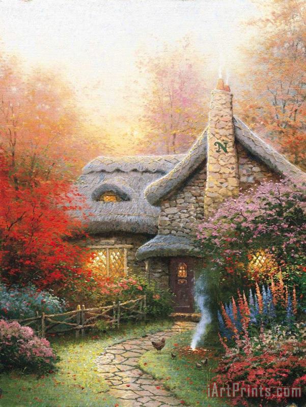 Thomas Kinkade Autumn at Ashley's Cottage Art Painting