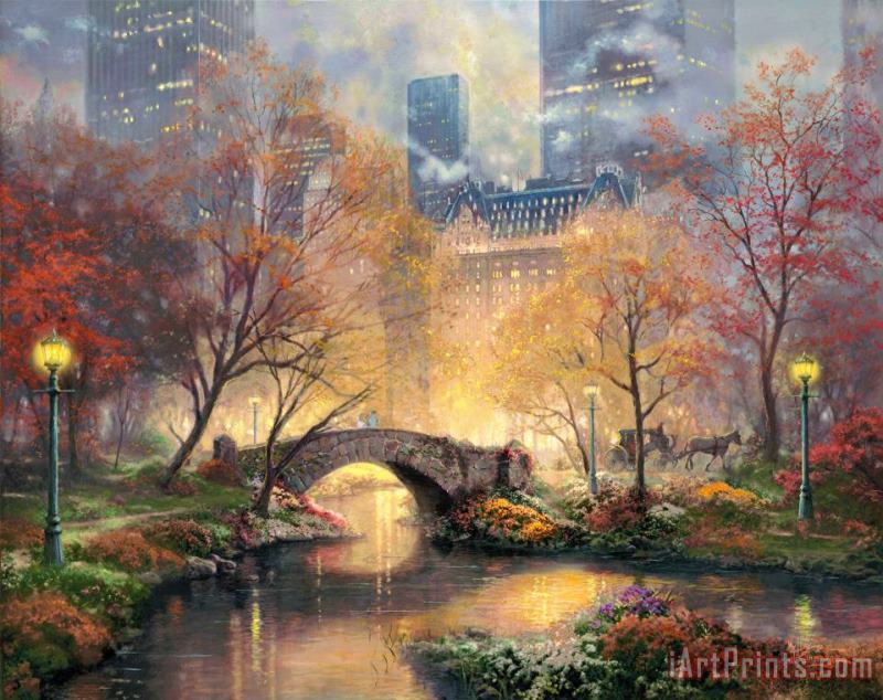 Thomas Kinkade Central Park in The Fall Art Painting