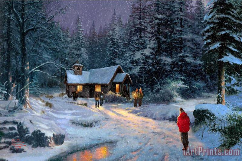 Christmas Miracle painting - Thomas Kinkade Christmas Miracle Art Print