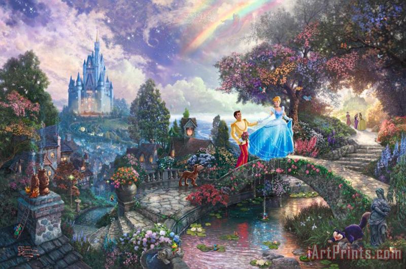 Thomas Kinkade Cinderella Wishes Upon a Dream Art Painting