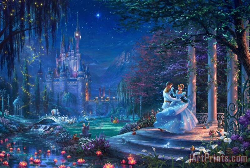 Dancing in The Starlight Cinderella painting - Thomas Kinkade Dancing in The Starlight Cinderella Art Print