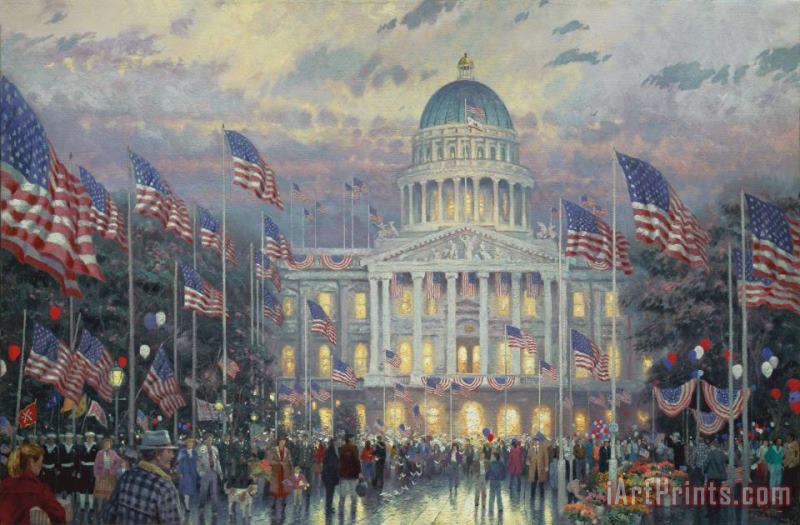Flags Over The Capitol painting - Thomas Kinkade Flags Over The Capitol Art Print