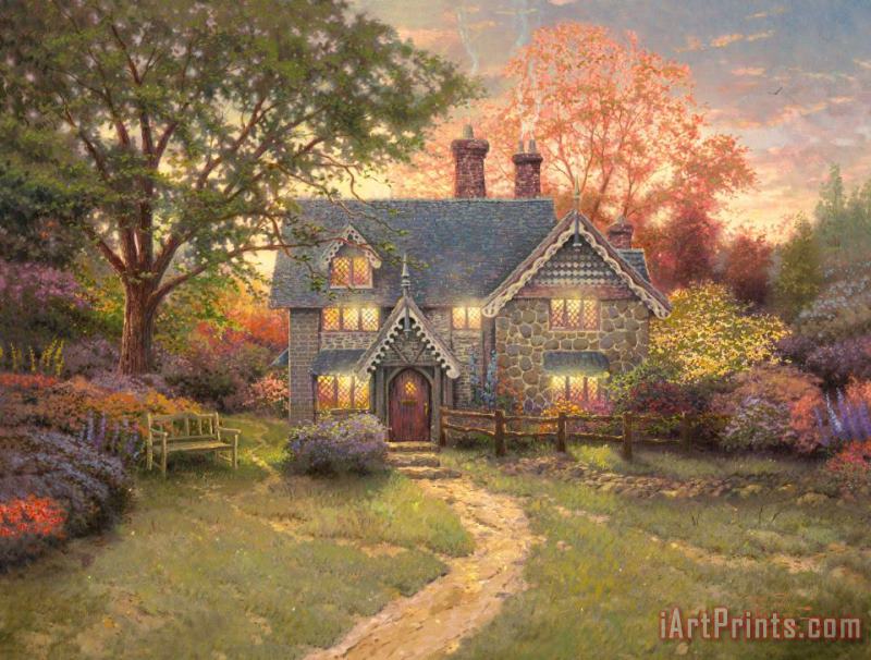 Thomas Kinkade Gingerbread Cottage Art Painting