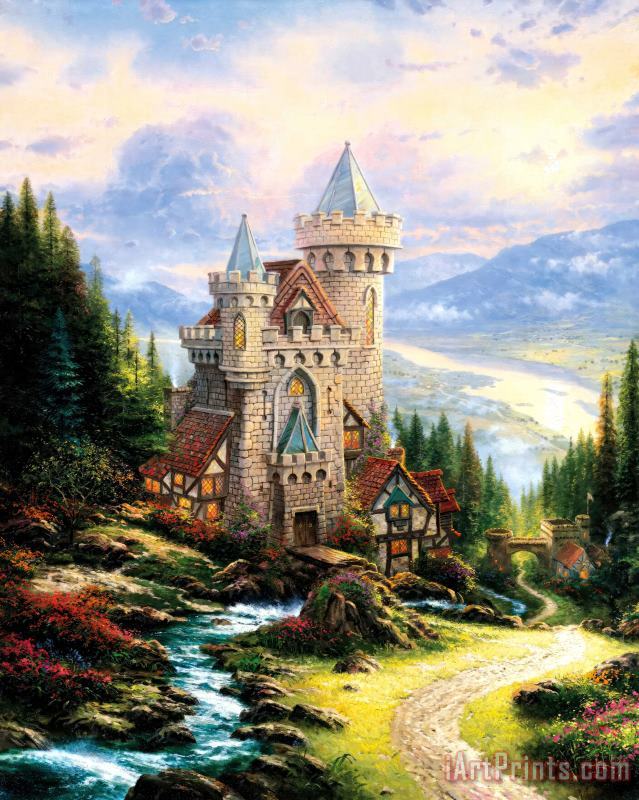 Thomas Kinkade Guardian Castle Art Painting