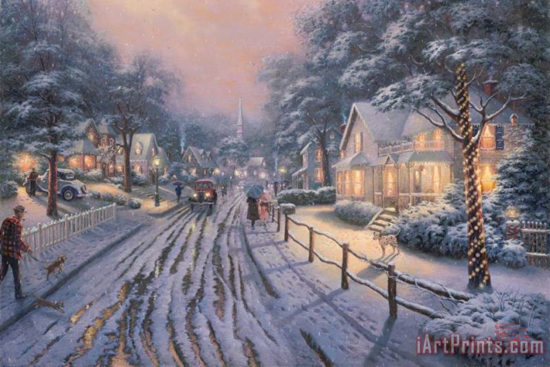 Thomas Kinkade Hometown Christmas Memories Art Painting