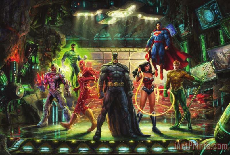 Justice League painting - Thomas Kinkade Justice League Art Print