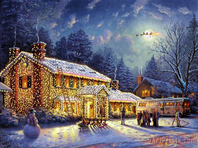 Thomas Kinkade National Lampoon's Christmas Vacation Art Painting