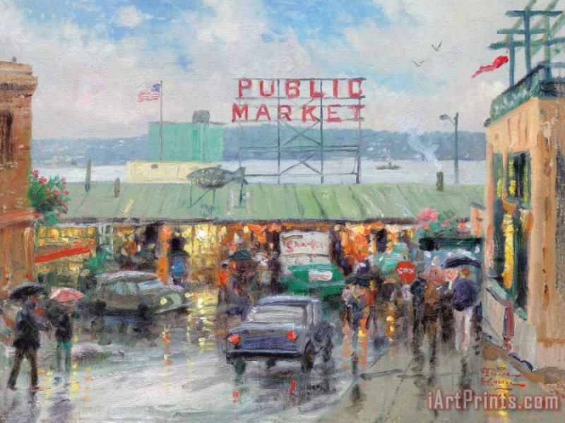 Thomas Kinkade Pike Place Market Art Painting