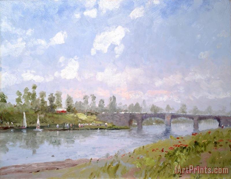 The Riverbank painting - Thomas Kinkade The Riverbank Art Print
